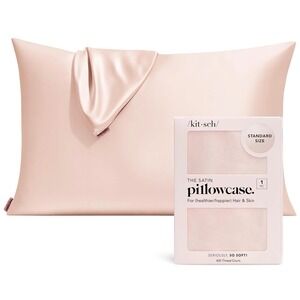 NWT Kitsch Satin Pillowcase Blush Standard 19x26 Zipper Cooling Hair Skin